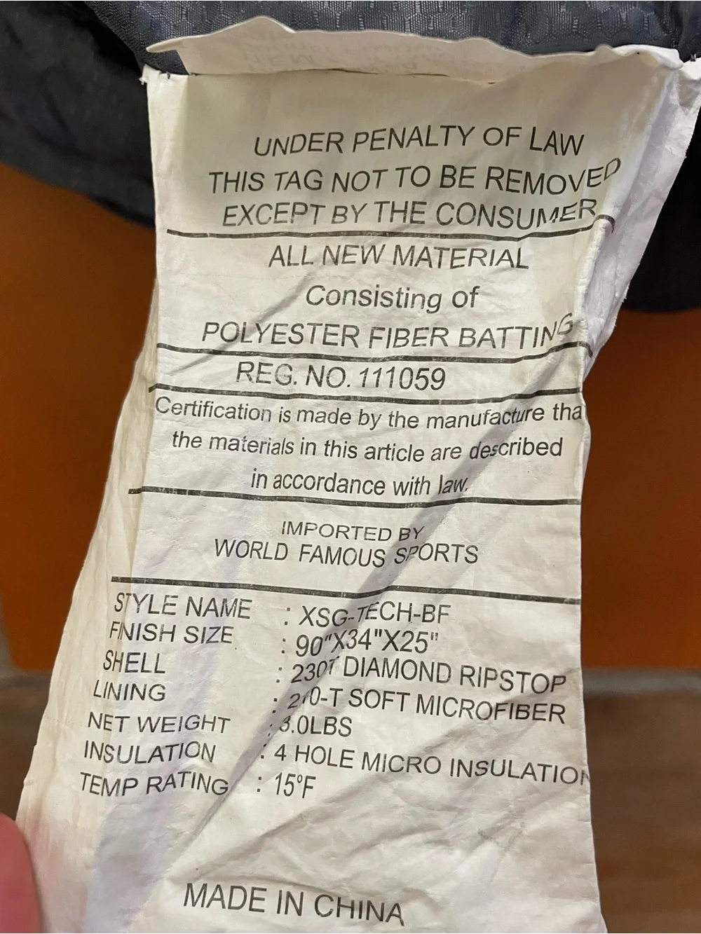 Mummy Sleeping Bag - 10°C/15° with Black Carrier